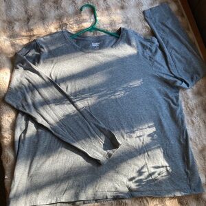 Lands’ End Womens 💯 Cotton Heather Gray Long Sleeve Tee